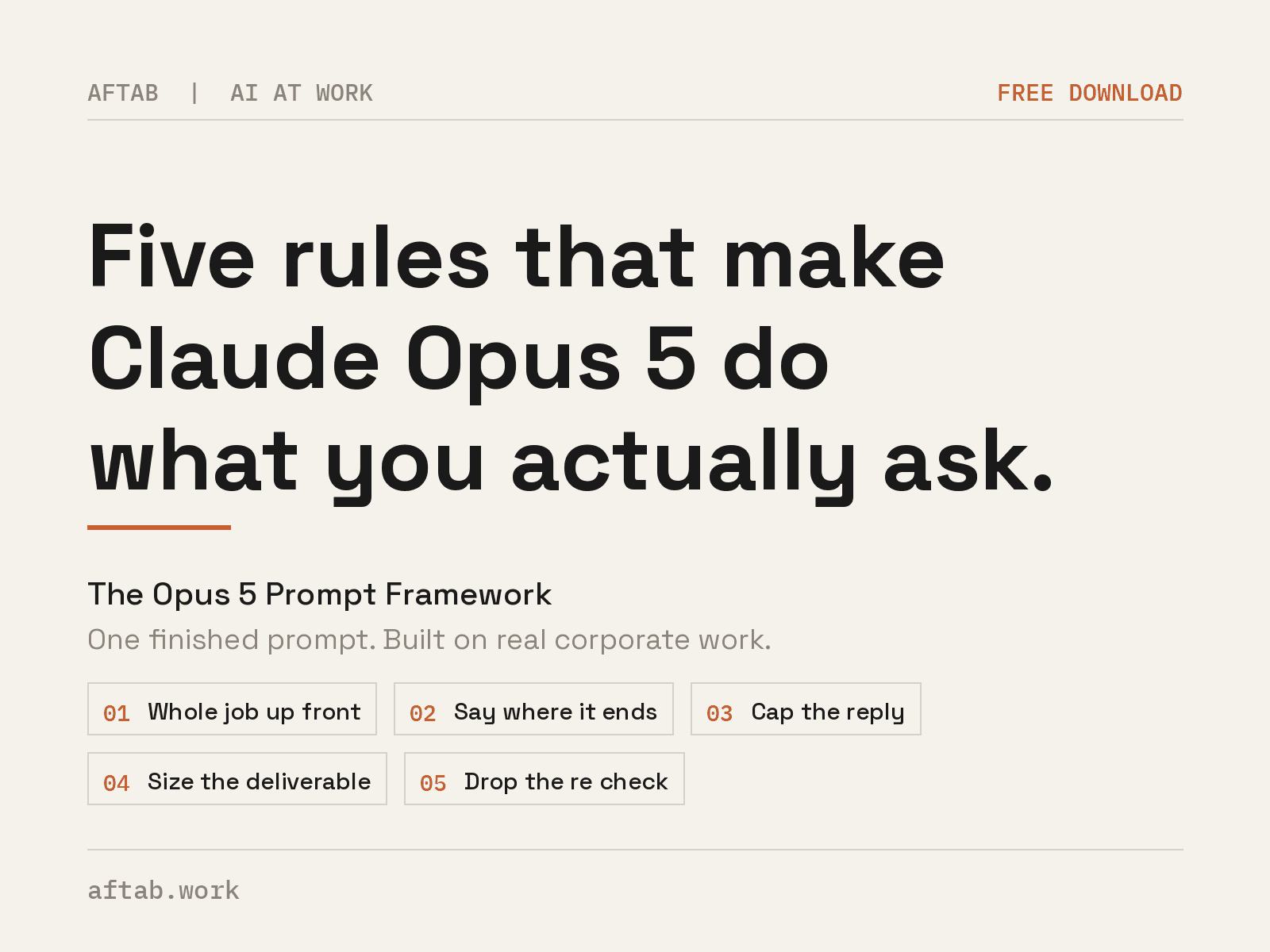 The first page of The Opus 5 Prompt Framework
